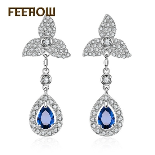 

FEEHOW fashion clover zircon drop earrings