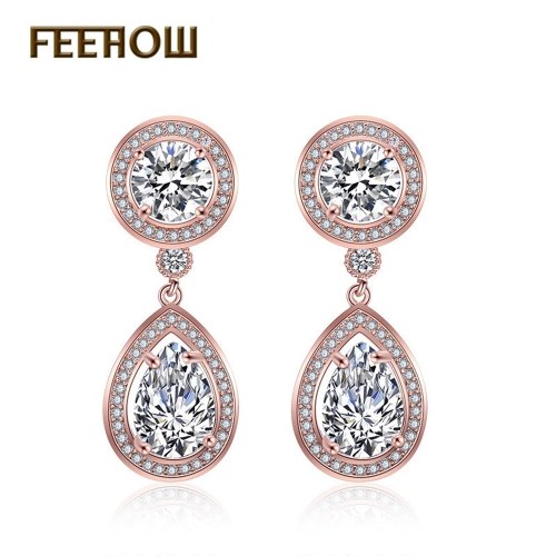 

FEEHOW новая мода простое сердце и восемь стрелок серьги