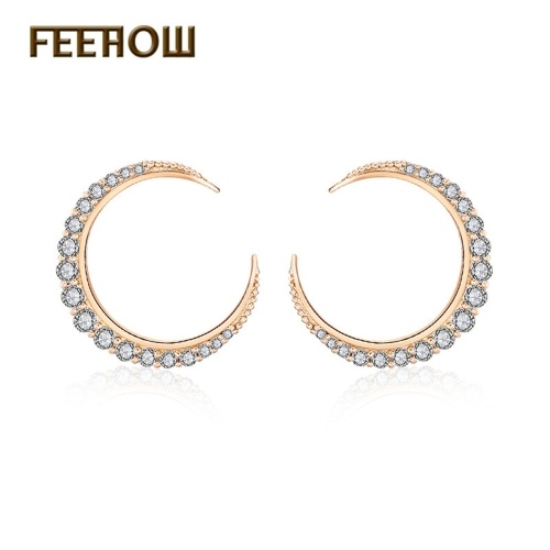 

FEEHOW Creative Semi-circular Moon Stud Earrings