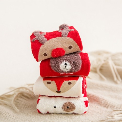 

Cotton red socks three-dimensional cartoon Christmas socks
