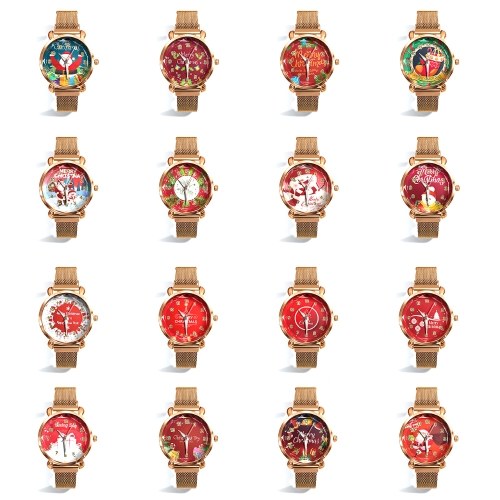 

Christmas Eve Letters Festive Fashion Student Female Trend Magnetic Clasp Gold Shell Watch Quartz Watch 16