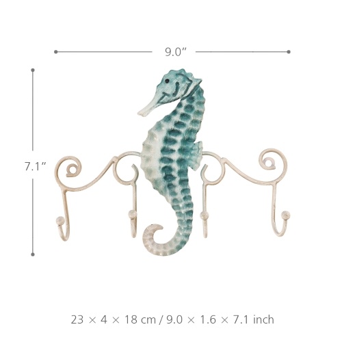 

Seahorse Wall Hook Wall Hanger Vintage Design with 4 Hooks Perfect for Coats Hats Bags Screws Included