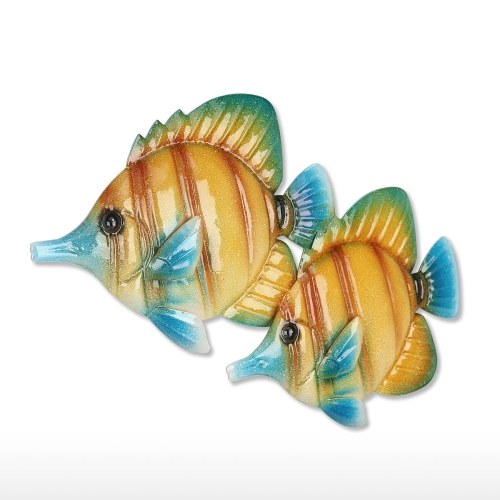 Tropische Fische Wandbehang 1 Eisen Wand Dekor kreative Ornament Handwerk 16,1 "Wand Kunst Wandbehang Marine Life gelb
