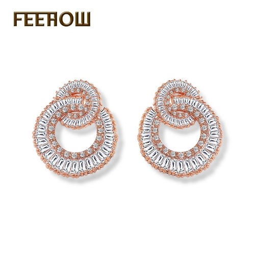 Boucles d'oreilles FEEHOW à double anneau en zircon