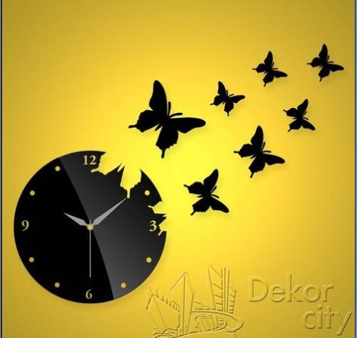 Sticker mural miroir d'horloge