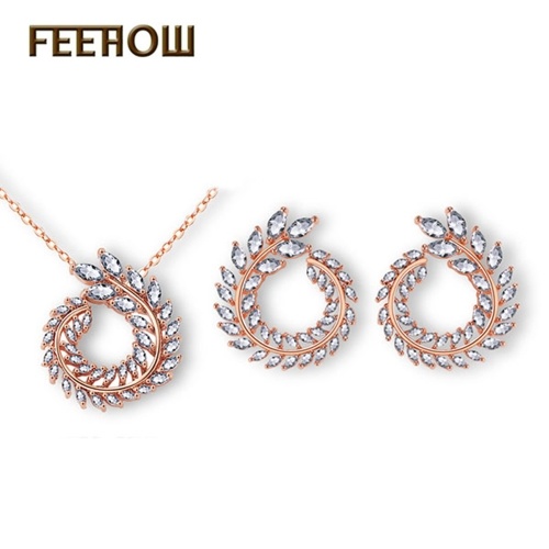 

Simple fashion leaf earrings necklace two-piece suit