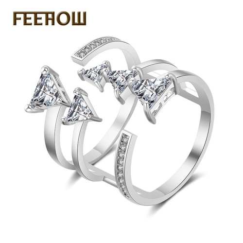 

Korean fashion Hollow three-layer micro-encrusted couple ring