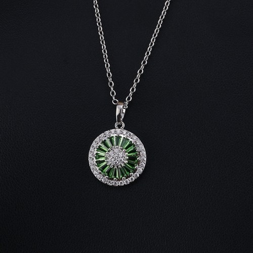

FEEHOW fashion round necklace inlaid AAA color square zircon