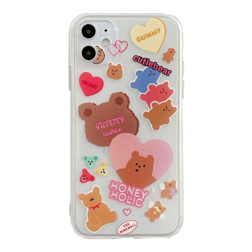 

Soft Thin TPU Cartoon Phonecase Clear with Little Cutie Bear Design Full-Body Protective Anti-Slip Cell Phone Cover Back Cover Bumper Shockproof Cover For iphone