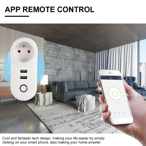 

eWelink Smart WiFi Socket FR Remote Control by Smart Phone from Anywhere Timing Function, Voice Control for Amazon Alexa and for Google Home IFTTT