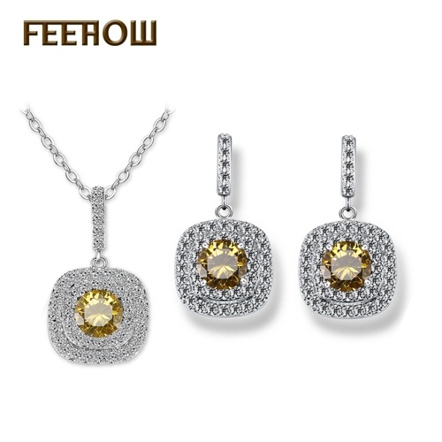 

FEEHOW Zircon Necklace Bridal Jewelry Set