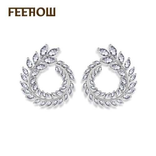 

FEEHOW tree leaf-shaped earrings