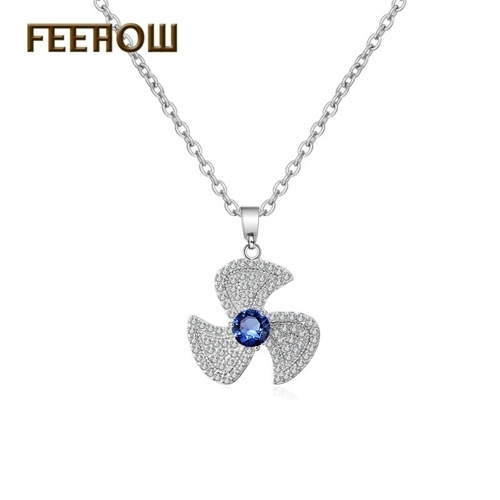 

new Korean fashion maple leaf fan clavicle chain inlaid crystal zircon necklace pendant