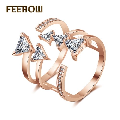 

Korean fashion Hollow three-layer micro-encrusted couple ring