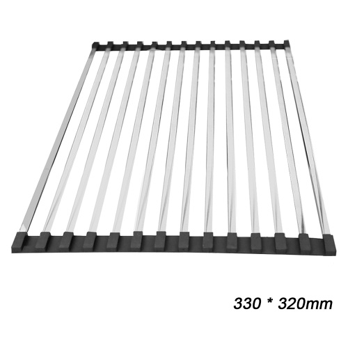 

304 Stainless Steel Square Tube Folding Lastics Edge Covering Fruit And Vegetable Dish Bowl Draining Rack
