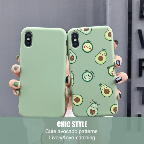 

Matcha Green Phonecase Shockproof TPU Back Cover with Cute Avocado Design Full-Body Protective Anti-Slip Cell Phone Cover For Huawei/Oppo/Vivo/iPhone (VIVO X23-Iridescent)