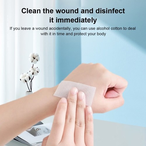 

100pcs Alcohol Cotton Sheet 75 Degree Disposable Portable Sterilization Wipe Mobile Cleaning Wipes 30*60mm Size