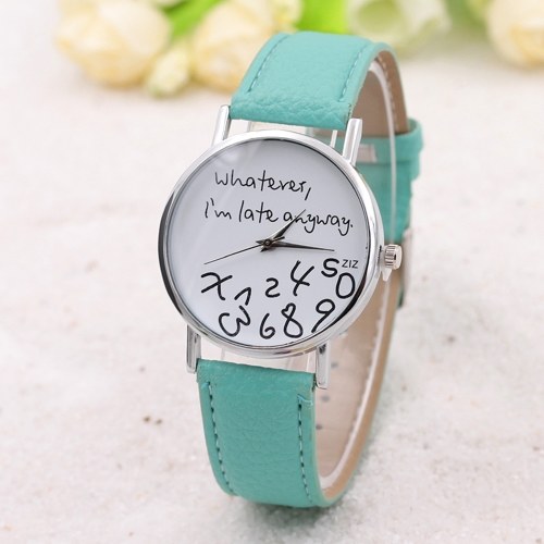 

Whatever i'm late anyway Geneva watch GENEVA English alphabet wholesale White mint green belt