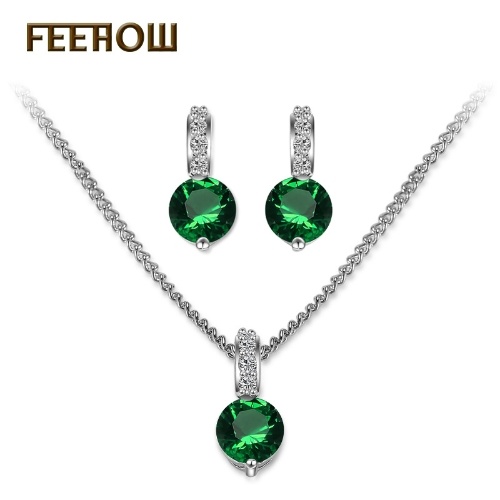 

fashion simple AAA zircon jewelry set necklace earrings