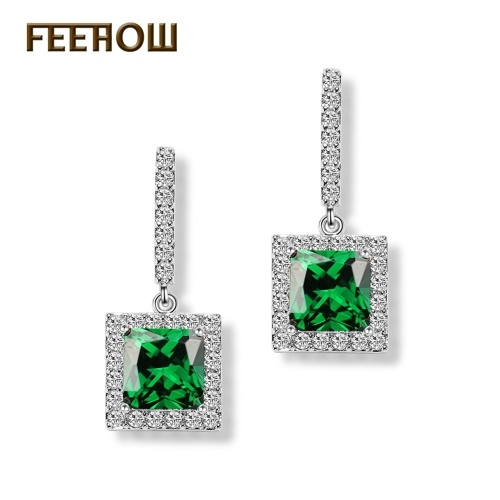 

FEEHOW AAA zircon simple European and American square earrings