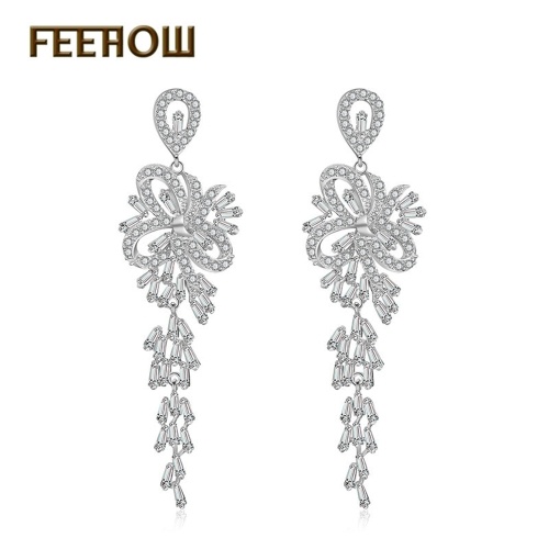 

long exaggerated hand-set zircon ladies earrings