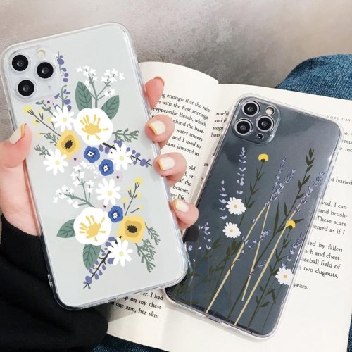 

Phonecase Transparent Floral Flower Designs Soft TPU Cover Phone Shells Shockproof Slim Flexible Protective Anti-Slip Cell Phone Cover for iphone