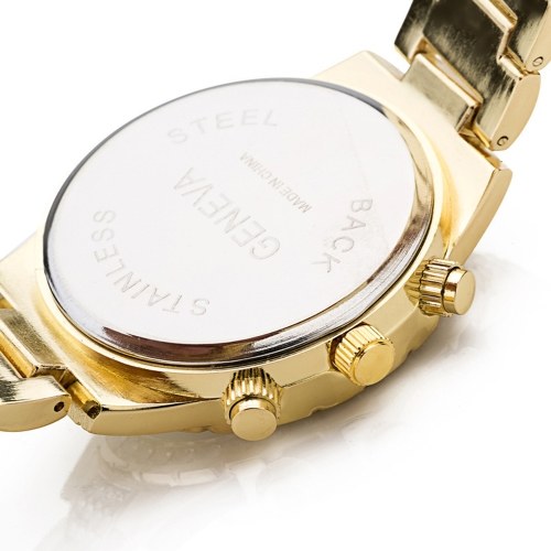 

Luxury Business Skeleton Women Watch Fashionable Crystal Calendar Watch Wristwatch with Three Sub-dials Stainless Steel Strap Band