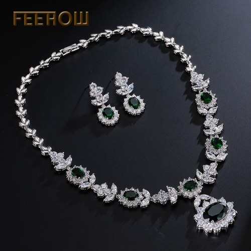 

FEEHOW циркониевые серьги ожерелье