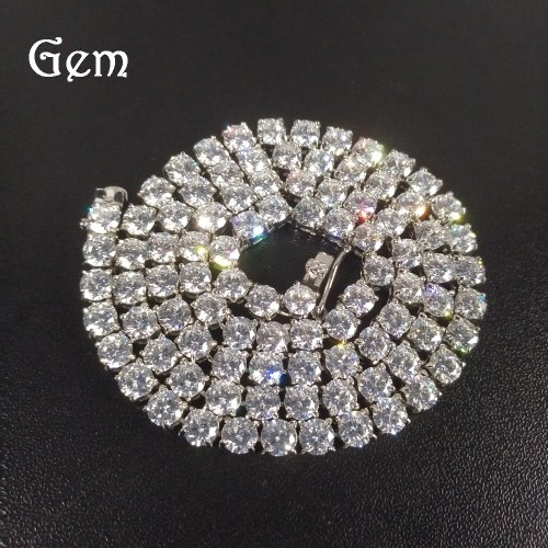 

European and American trend hip hop 5mm zircon row of stainless steel necklace