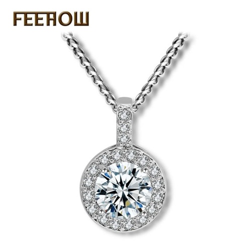 

Necklace female Korean shiny zircon round diamond pendant
