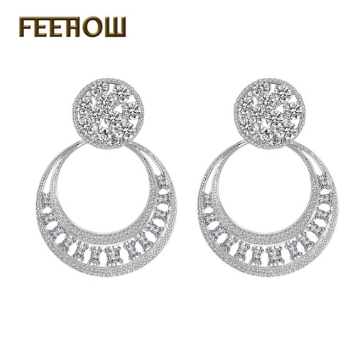 

FEEHOW AAA zircon round earrings