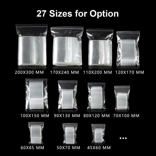 

100pcs Clear Poly Ziplock Bags Transparent Resealable Bags Self Sealing PP Plastic Bags 5.1 Mil Thick for Jewelry Clothes Commodity Gift