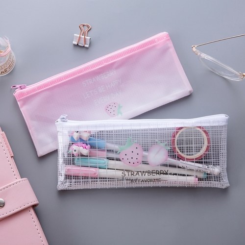

Mini Cute PVC Pen Pencil Bag Cartoon File Folder Cosmetic Mesh