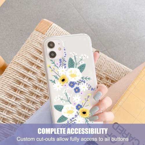 

Phonecase Transparent Floral Flower Designs Soft TPU Cover Phone Shells Shockproof Slim Flexible Protective Anti-Slip Cell Phone Cover for iphone