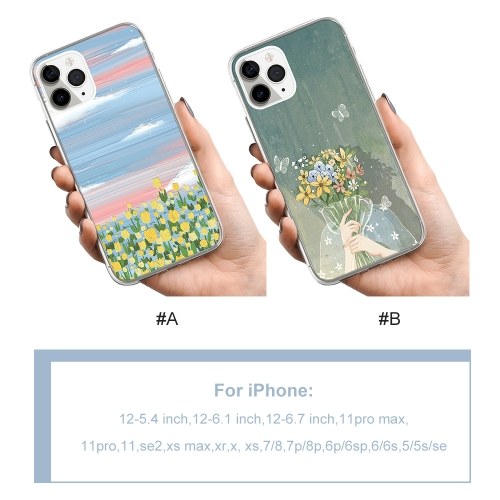 

Shockproof Phonecase Cover Hard Shells Slim Matte Full-Body Protective Anti-Slip Cellphone Cover Back Cover Bumper Shockproof Cover Girl with a bunch of flowers Design For iphone