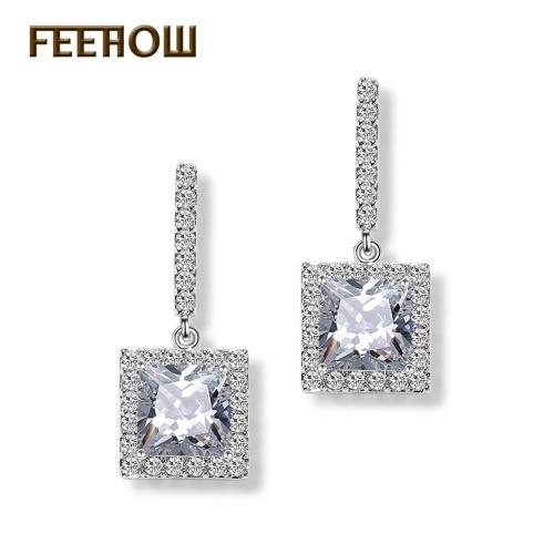 

FEEHOW AAA циркон простые европейские и американские квадратные серьги
