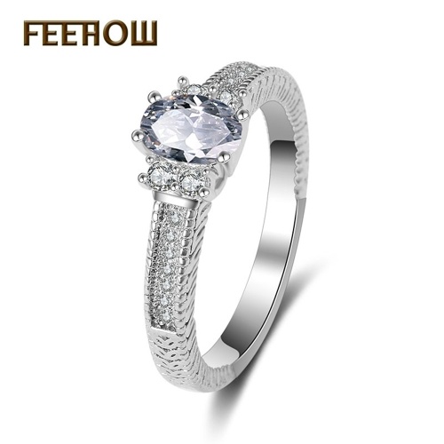 FEEHOW high-grade plated platinum inlaid zircon ring