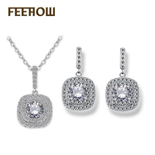 

FEEHOW Zircon Necklace Bridal Jewelry Set