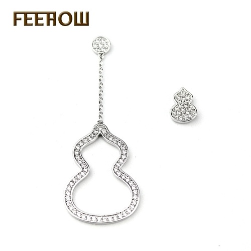 Creative new 925 silver needle asymmetric hoist long earrings