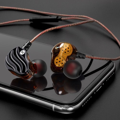 

Double moving ring headset four unit in-ear with wheat ear anchor