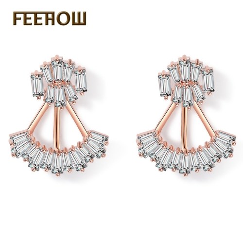 

Europe and the United States new drop fan-shaped simple micro-set earrings