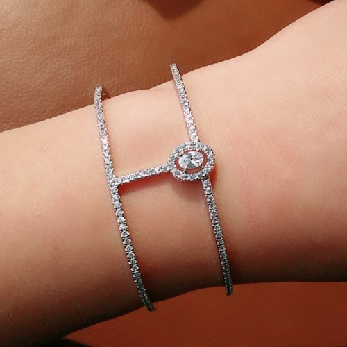 

FEEHOW fashion generous simple platinum plated open bracelet