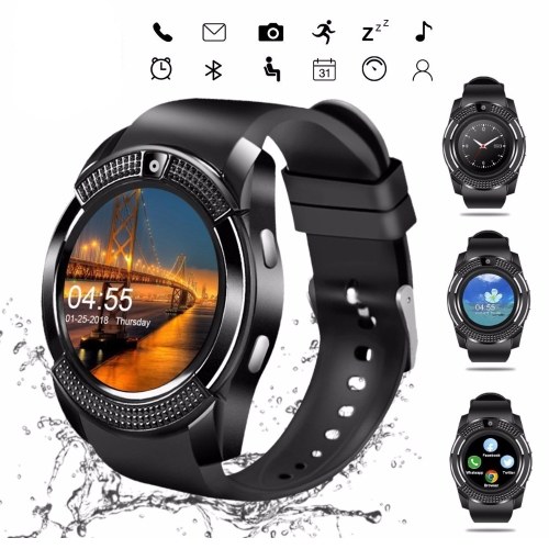 

Delicate V8 Portable Circular Screen Intelligent Watch Adult Multi-Function Fashion Plug-In Card BT Phone Watch