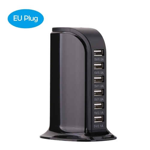 6-port sailboat plug for Apple i5 Android v8 universal mobile phone charging station desktop multi-port USB charger Black [European regulations]