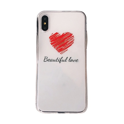 

Phonecase Transparent Red Heart Shaped Designs Soft TPU Cover Phone Shells Shockproof Slim Flexible Protective Anti-Slip Cell Phone Cover for iphone