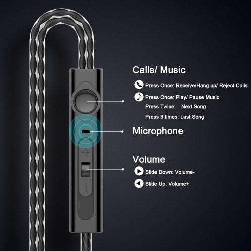 

EOR R6 3.5mm In-Ear Headphones Metal Wired Earphones Headset with Microphone for Smartphones Computer Tablet PC Mobile Phones Black