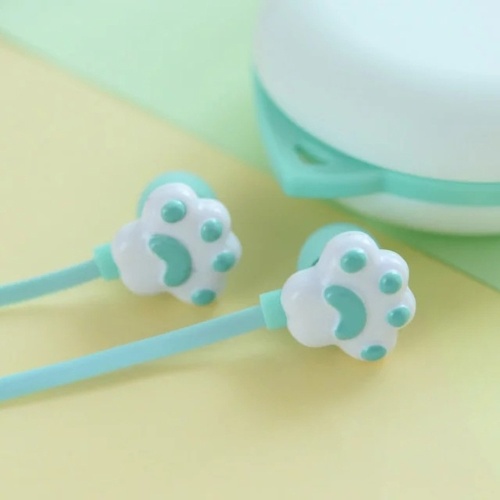 

Creative kitten claw in-ear headphones cute girls headphones with beautiful storage box student cartoon headphones black
