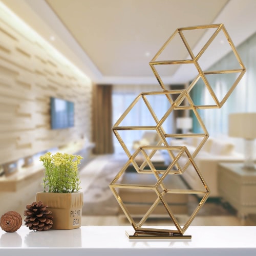 

Tooarts Cube Abstract Ornament Electroplating Craft Stainless Steel Ornament Home Decor