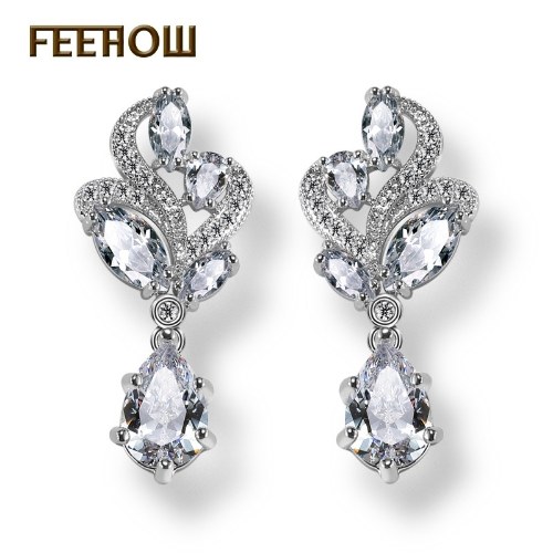 

FEEHOW Falling Pear Shaped Stud Earrings