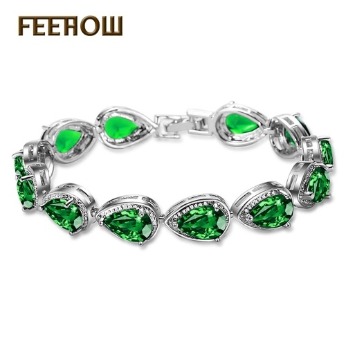 FEEHOW Europe and America heart-shaped water drops ladies AAA zircon bracelets